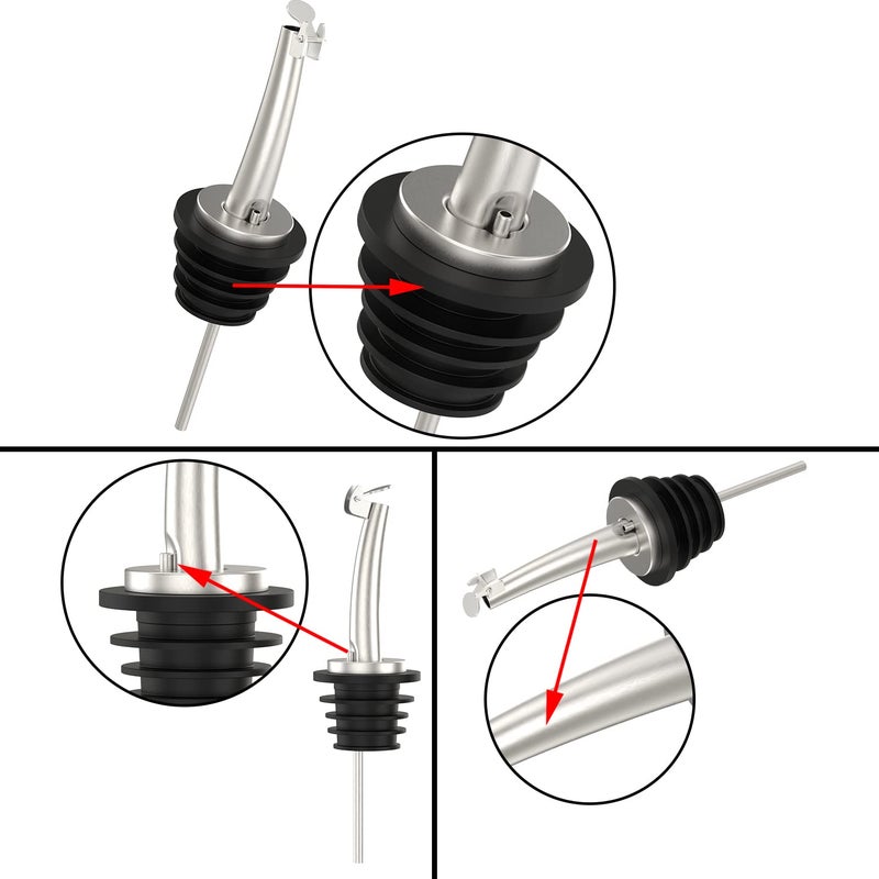 Axe Sickle 6 Pcs Oil Spout Liquor Bottle Pourer Spouts Stainless Steel Speed Pour Spouts for Olive Oil Dispenser Spout for About 3/4" Bottle Mouth, with Flip Top - Image 4